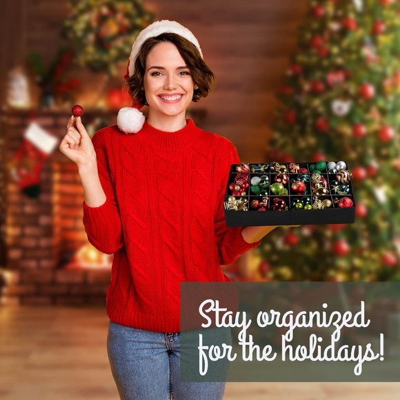 Christmas Ornament Storage Container Box with Dividers  Large Storage Bin - Picture 6 of 6